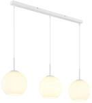 GLOBO Pendelleuchte wei&szlig; Opal Metall Glas B/H/T: ca. 20x120x90 cm E27 3 Brennstellen