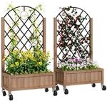 Outsunny Hochbeet 2er Set braun Holz B/H/L: ca. 25x97x52 cm