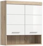 Badh&auml;ngeschrank Lambada Eiche Sonoma Nachbildung wei&szlig; Hochglanz B/H/T: ca. 74x79x24