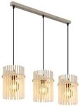 GLOBO Pendelleuchte sand Metall Glas B/H/T: ca. 80x140x20 cm E27 3 Brennstellen