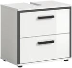 Waschbeckenunterschrank KOJAK wei&szlig; wei&szlig; Hochglanz anthrazit B/H/T: ca. 60x55x37 cm