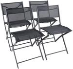 VCM Gartenstuhl 4er Set Sumila schwarz Metall B/H/L: ca. 45x79x46 cm