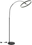 GLOBO Stehlampe mattschwarz Opal Kunststoff Metall Marmor B/H/L: ca. 50x203x107...