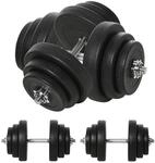 HOMCOM Hantel-Set schwarz Edelstahl B/H/L: ca. 24,5x24,5x45 cm