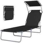 Outsunny Gartenliege schwarz Metall B/H/L: ca. 58x27x187 cm