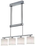 TRIO Pendelleuchte Garda nickel matt wei&szlig; Metall Textil B/H/T: ca. 77x150x13 cm E14