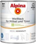 Alpina Wei&szlig;lack f&uuml;r M&ouml;bel & T&uuml;ren wei&szlig; seidenmatt ca. 2 l