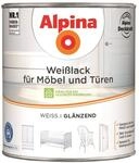 Alpina Wei&szlig;lack f&uuml;r M&ouml;bel & T&uuml;ren wei&szlig; gl&auml;nzend ca. 2 l