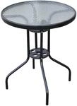 Outsunny Glastisch schwarz Metall H/D: ca. 70x60 cm