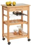 Zeller K&uuml;chenrollwagen braun Glas B/H/L: ca. 40x85x58 cm