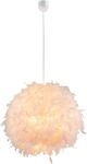 GLOBO Pendelleuchte wei&szlig; Textil Kunststoff H/T: ca. 120x45 cm E27 1 Brennstellen