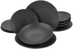 CreaTable Tafelservice Lava Stone schwarz Keramik 12 tlg.