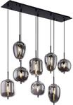 GLOBO Pendelleuchte Blacky 15345-8 schwarz Rauch Metall Glas B/H/T: ca. 94x120x34 cm