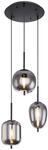 GLOBO Pendelleuchte Blacky 15345-3 schwarz Metall Rauchglas H/D: ca. 120x46 cm E14 3