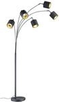 Reality Bogenleuchte Tommy mattschwarz gold Metall Stoff B/H/L: ca. 30x200x72...
