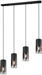 Reality Pendelleuchte Robin schwarz Rauch Metall Glas B/H/D: ca. 81x150x10 cm...