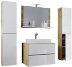 Waschplatz 5tlg-Lendas Eiche Honig Nachbildung wei&szlig; wei&szlig; B/H/T: ca. 60x52x52 cm