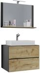 Waschplatz 3tlg-Lendas wei&szlig; Eiche Honig Nachbildung anthrazit B/H/T: ca. 60x52x52 cm