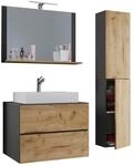 Waschplatz 4tlg-Lendas anthrazit Eiche Honig Nachbildung wei&szlig; B/H/T: ca. 60x52x52 cm