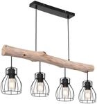 GLOBO Pendelleuchte 15326-4N schwarz natur Holz Metall B/H: ca. 80x120 cm E27 4