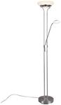 Reality Stehlampe Orson nickel matt wei&szlig; Metall Glas H/D: ca. 180x32 cm