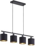 Reality Pendelleuchte Tommy schwarz mattschwarz Metall Stoff B/H: ca. 75x150 cm E14 4