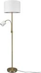 TRIO Stehlampe Hotel messing wei&szlig; Metall Stoff H/D: ca. 170x40 cm E27 2 Brennstellen