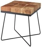 Beistelltisch natur schwarz Akazie Metall B/H/T: ca. 45x51x45 cm