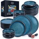 Moritz & Moritz Tafelservice Reaktiv blau Steinzeug 18 tlg.