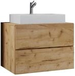 Badblock 2tlg-Lendas Eiche Honig Nachbildung wei&szlig; B/H/T: ca. 80x17x42 cm