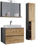 Waschplatz 4tlg-Lendas wei&szlig; anthrazit Eiche Honig Nachbildung B/H/T: ca. 80x52x52 cm