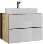 Badblock 2tlg-Lendas wei&szlig; Eiche Honig Nachbildung wei&szlig; B/H/T: ca. 80x52x52 cm
