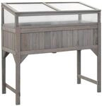 Hochbeet mit Gew&auml;chshaus grau Holz B/H/L: ca. 54x120x110 cm