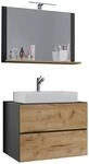 Waschplatz 3tlg-Lendas anthrazit Eiche Honig Nachbildung wei&szlig; B/H/T: ca. 81x134x51,4