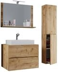 Waschplatz 4tlg-Lendas wei&szlig; Eiche Honig Nachbildung B/H/T: ca. 80x52x52 cm