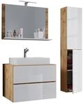 Waschplatz 4tlg-Lendas wei&szlig; Eiche Honig Nachbildung wei&szlig; B/H/T: ca. 60x52x52 cm
