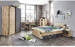 Bett Liverpool Eiche Plankeneiche Nachbildung Graphit B/T: ca. 120x200 cm