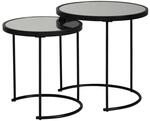 Beistelltisch 2er-Set. schwarz lackiert Glas Metall