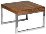 Beistelltisch natur Chrom verchromt Echtholz Metall B/H/T: ca. 60x40x60 cm