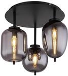 GLOBO Deckenleuchte Blacky mattschwarz Metall Rauchglas H/D: ca. 36x46 cm E14 3