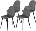 Stuhl Mira 4er Set grau Samtoptik B/H/T: ca. 44x89x53,5 cm