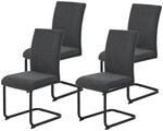 Stuhl 4er Set LINN anthrazit schwarz Webstoff Metall B/H/T: ca. 43x92x52 cm