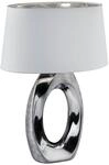 Reality Tischleuchte Taba silber wei&szlig; Keramik Stoff B/H/T: ca. 38x52x24 cm E27...