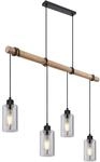 GLOBO Pendelleuchte Hadera schwarz natur Metall Holz Rauchglas B/H/T: ca....