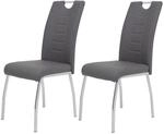 Stuhl Andrea 2er Set grau Kunstleder Metall B/H/T: ca. 43x100x64 cm