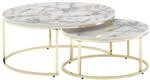 Couchtisch 2er-Set wei&szlig; Marmor Optik gold lackiert
