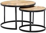 Beistelltisch 2er-Set. natur natur schwarz pulverbeschichtet Akazie MDF Eisen