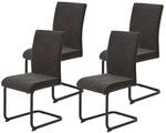 Stuhl 4er Set LINN braun schwarz Webstoff Metall B/H/T: ca. 43x92x52 cm