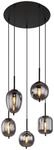 GLOBO Pendelleuchte Blacky 15345-5 schwarz natur Rauch Metall Aluminium Glas H/D: ca.