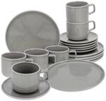 CreaTable Kaffeeservice Chef Collection grau Porzellan 18 tlg.